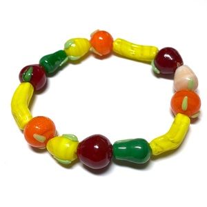 Vintage Art Glass Lampwork Fruit Beaded Bracelet